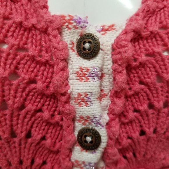 Free People cardigan Small crochet button front sweater pointelle NEEDS REPAIR - Picture 7 of 14